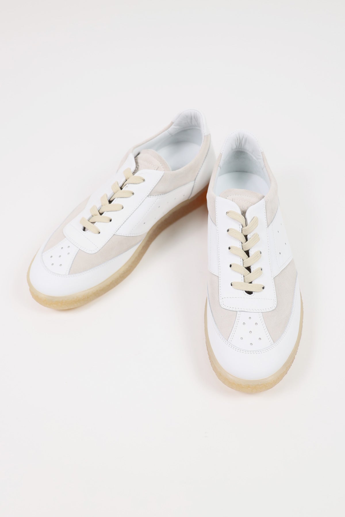 MM6 Maison Margiela - Leather 6 Court Sneakers - Off-White - Canoe Club